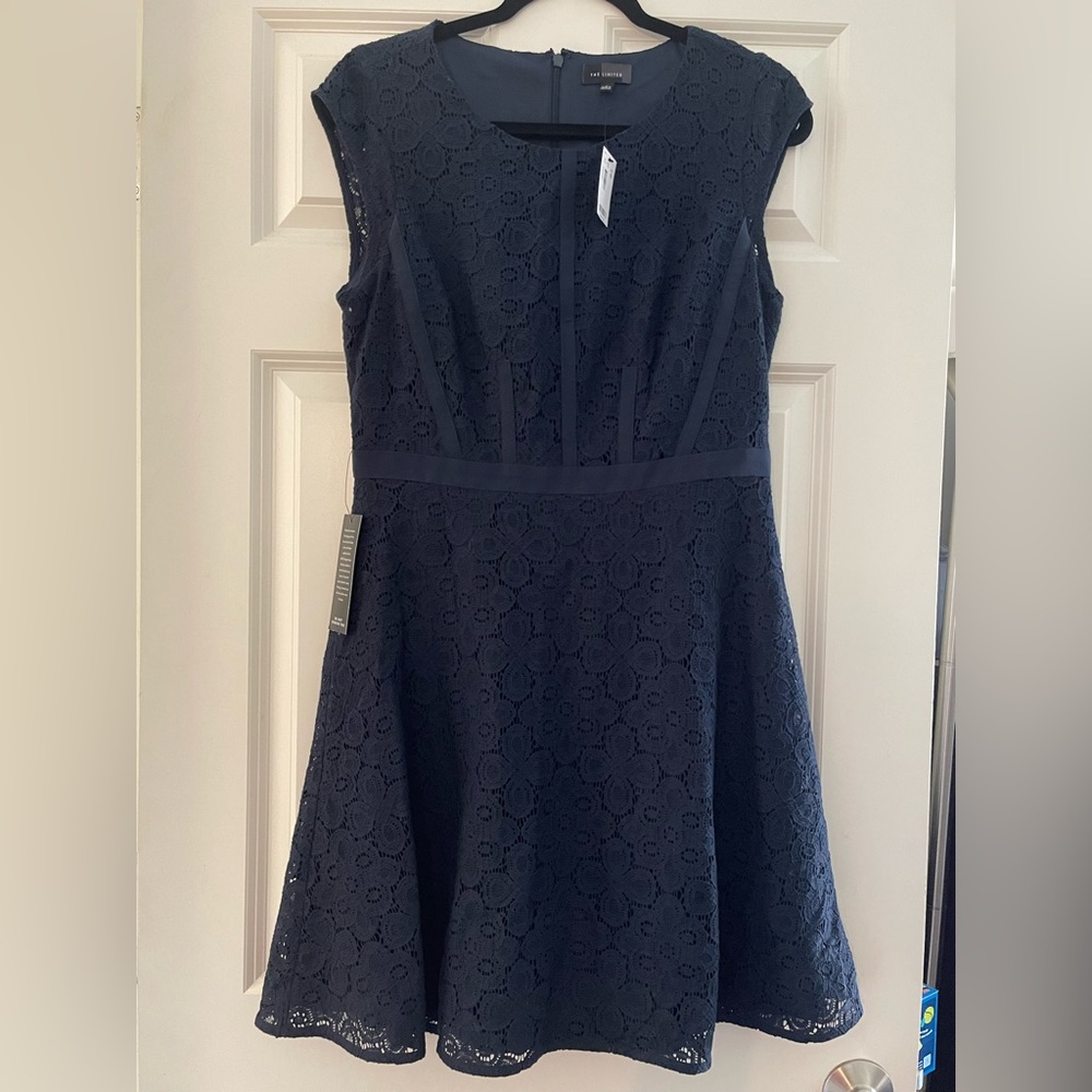 Navy blue, lavender dress